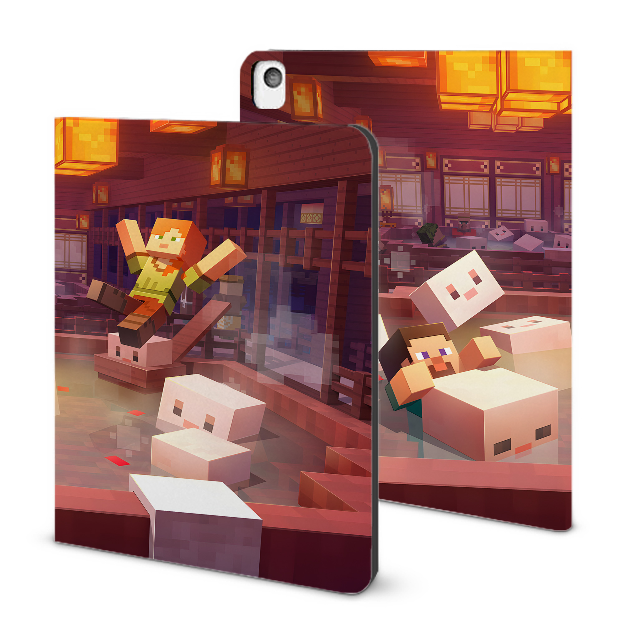 （画像用） マインクラフト ブロックの世界 Minecraft MC Block world IPadケース ペンホルダー付き ブックスタイルデザイン